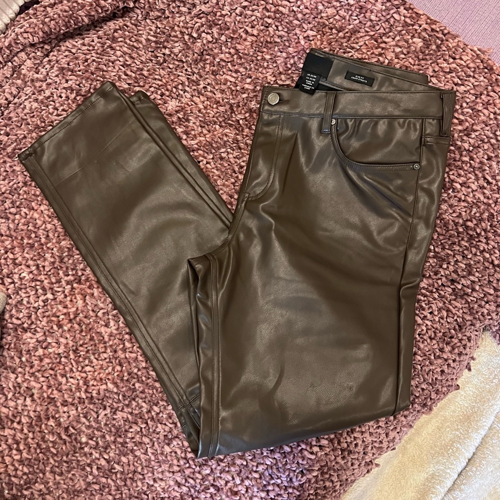 H&M slim leather pants sz 32 in brown